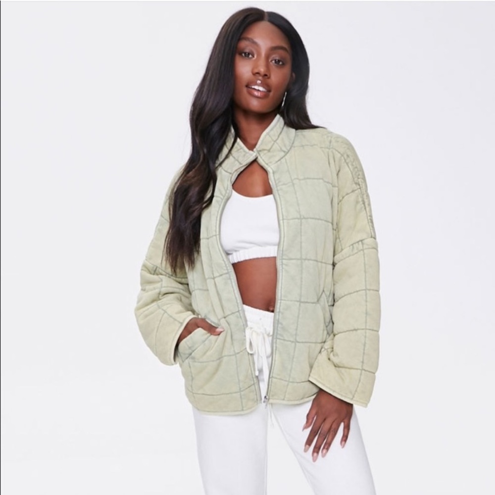 Forever 21 Quilted Zip-Up Jacket (Dolman Dupe)